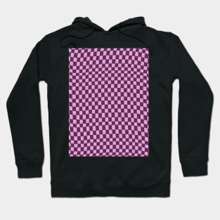 Dark Purple and Pink Distorted Warped Checkerboard Pattern III Hoodie